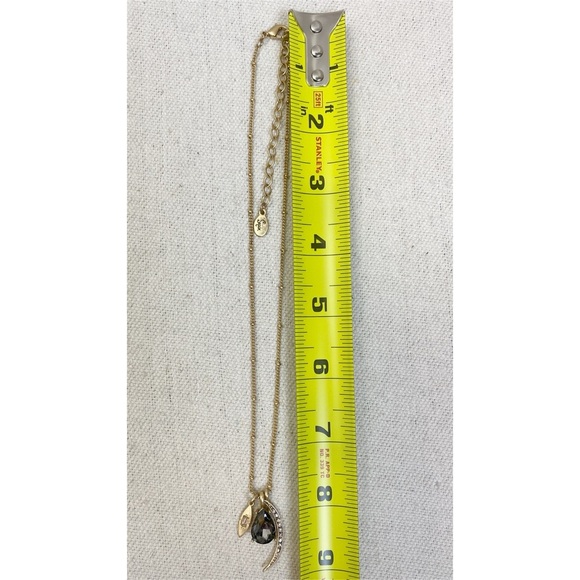 SEQUIN brand Gold tone Celestial crescent moon Crystal Pendant Necklace - Picture 5 of 5